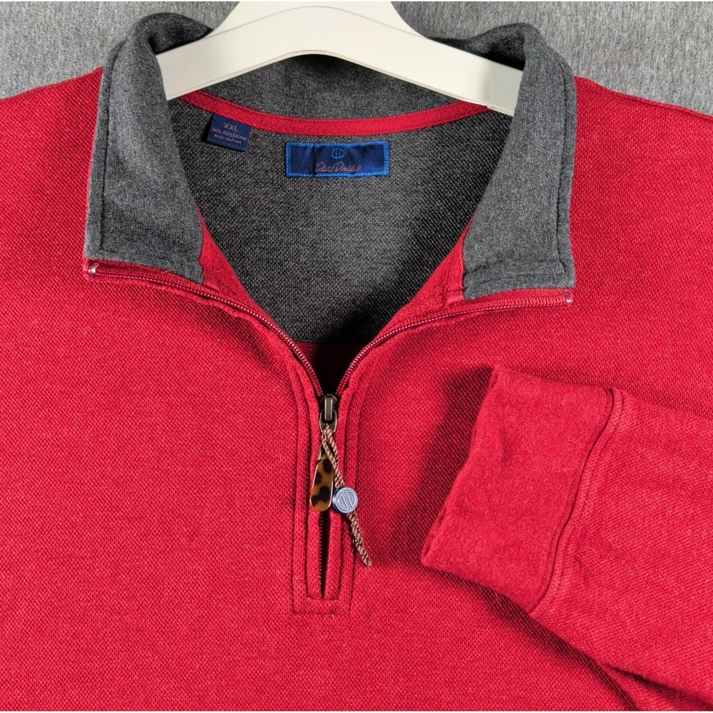 David Donahue Pima Cotton Pullover Sweater 1/4 Zip Mock Neck XXL Burgundy EUC‎